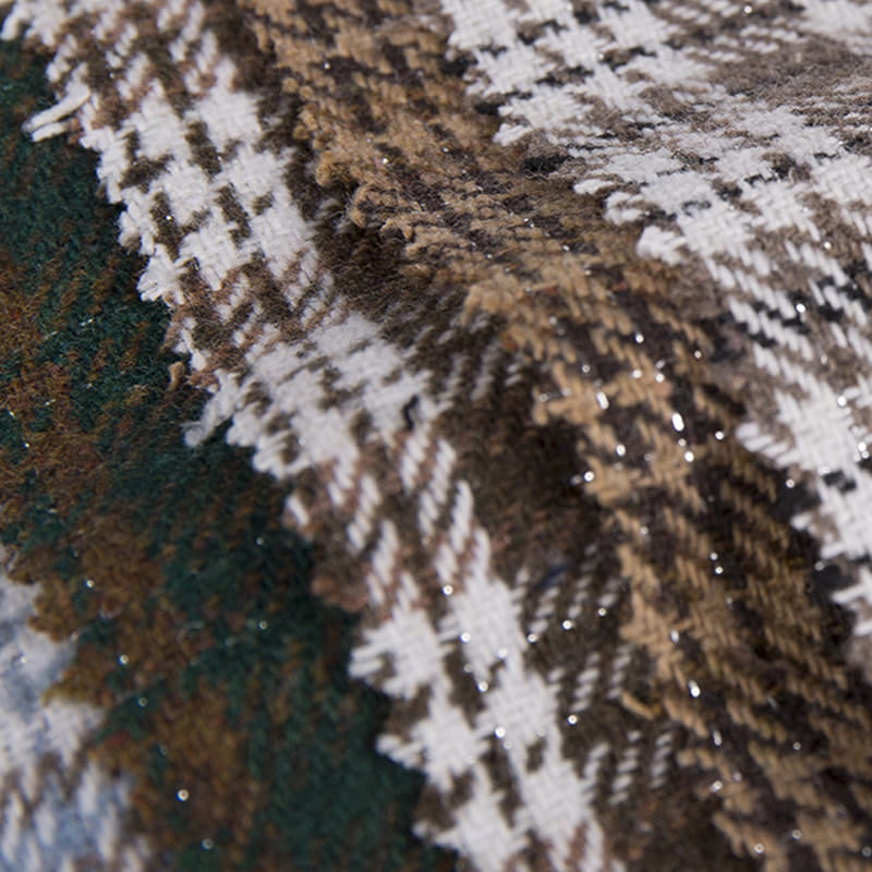 ধাতব চেক মাল্টিকালার প্লেইড রাসায়নিক ফাইবার টুইড ফ্যাব্রিক কোটের জন্য 2133