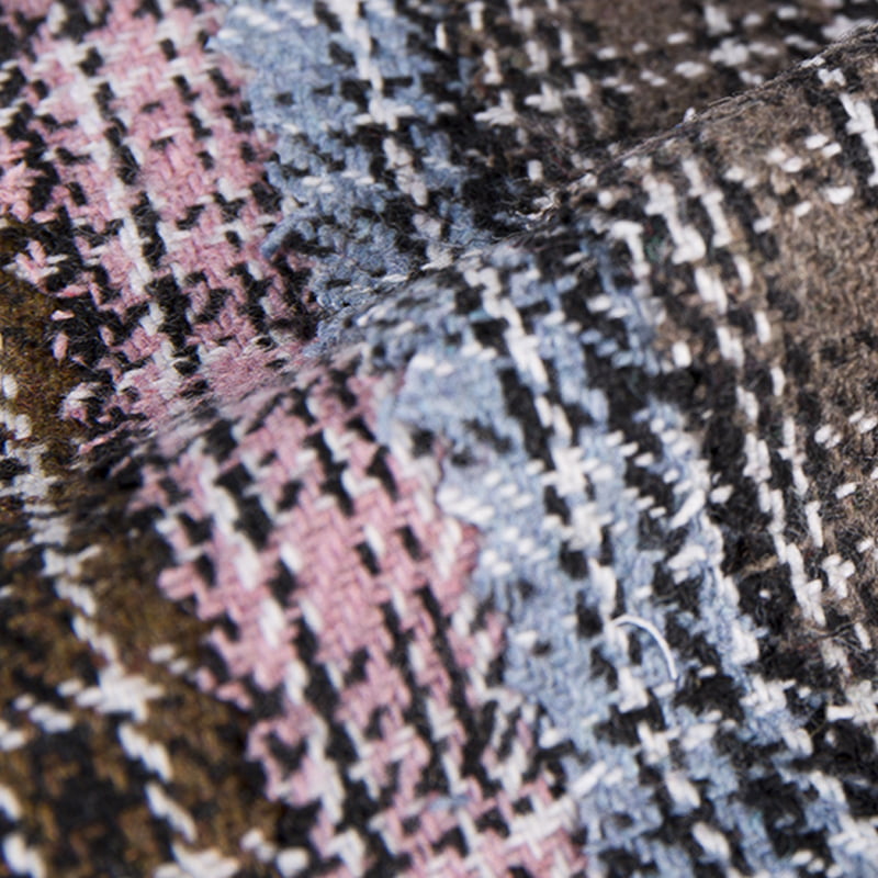 কালো লাইন চেক প্লেইড টুইড ফ্যাব্রিক 2134