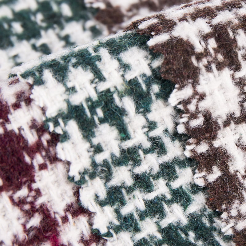 পোশাক 2503 এর জন্য লাল সবুজ চেক টুইড ফ্যাব্রিক