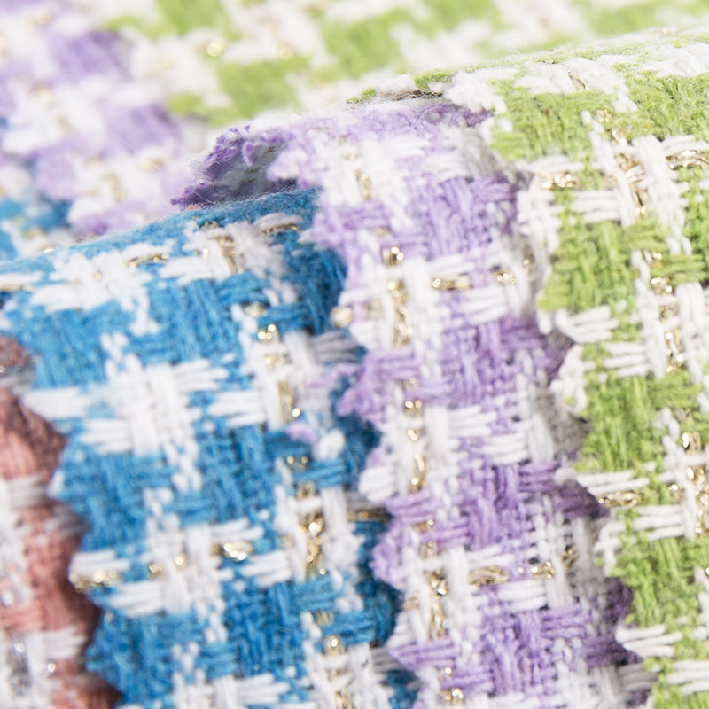 ধাতব রাসায়নিক ফাইবার উইন্ডমিল প্লেইড টুইড ফ্যাব্রিক মহিলাদের কোটের জন্য