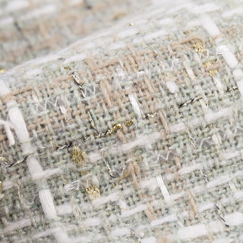 কোট 3219 এর জন্য চ্যানেল চেক ধাতব সোনার সিলভার টুইড ফ্যাব্রিক