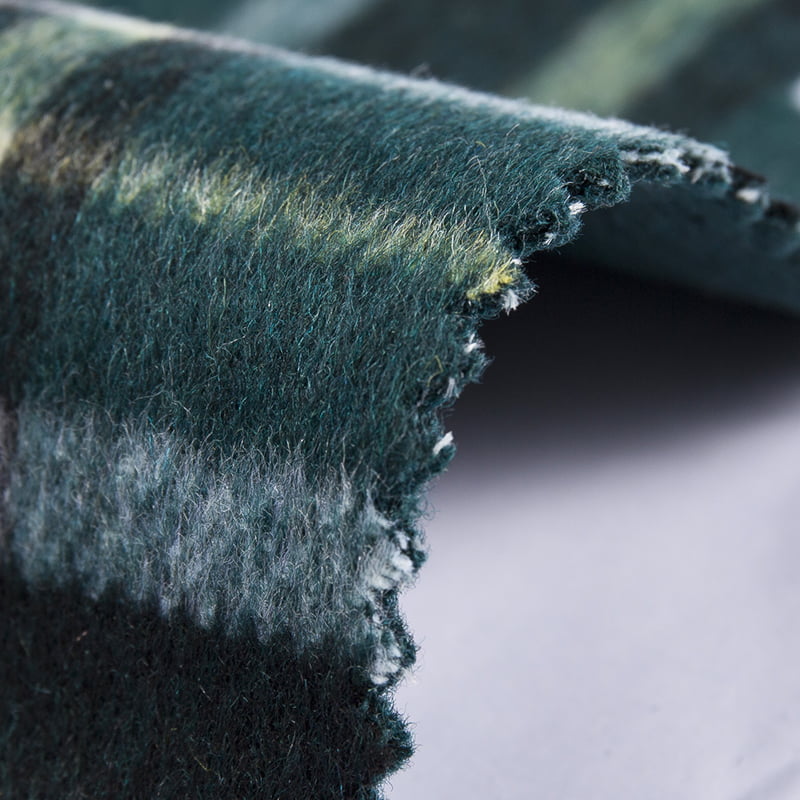 ওভারকোট SH2409 এর জন্য গ্রিন ভিচি উইন্ডোপেন ব্লেন্ড চেক প্লেইড বোনা ফ্লিস ফ্যাব্রিক