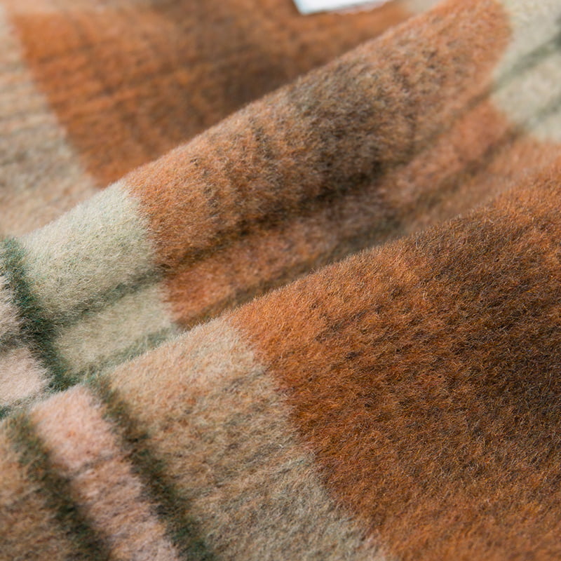 ওভারকোট ZZH24009 এর জন্য লম্বা চুল পুরু জ্যাকার্ড চেক প্লেইড ফ্লিস ফ্যাব্রিক