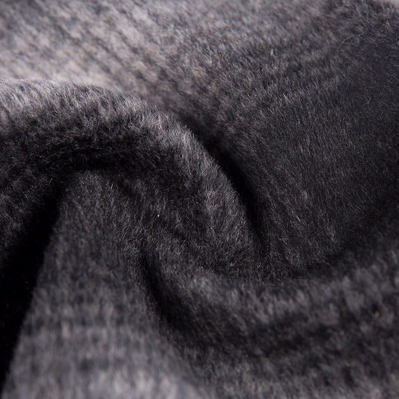 কালো ধূসর চেক প্লেড ব্রাশ বোনা ফ্লিস ফ্যাব্রিক ZZH24010