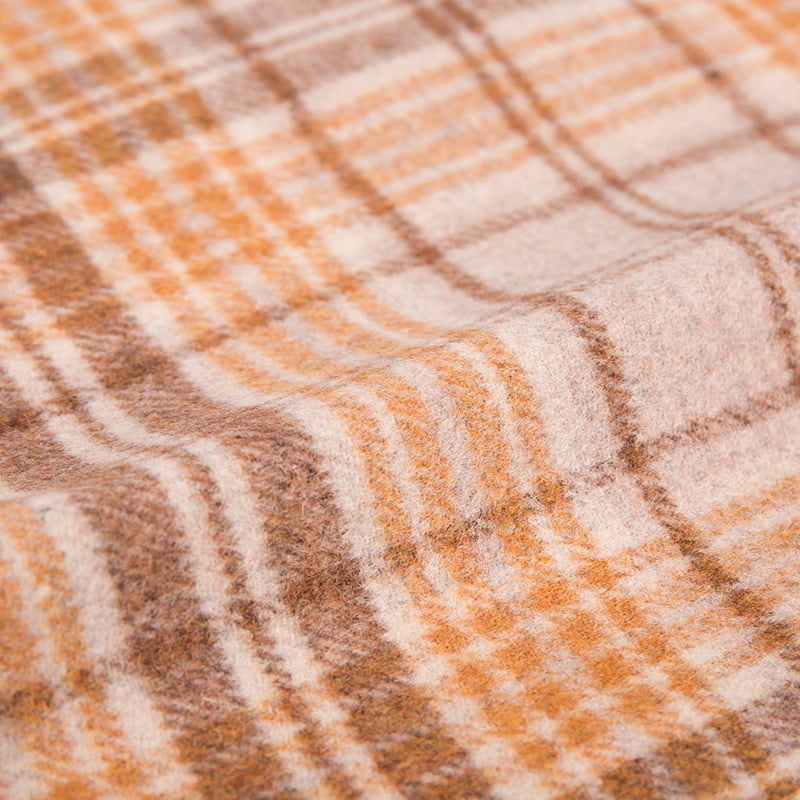 ডাবল ফেস থিক হাউন্ডস্টুথ প্লেড ব্রাউন ইয়েলো ফ্লিস ফ্যাব্রিক ZZH24017